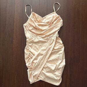 SHEIN Cream Ruched Mini Dress
